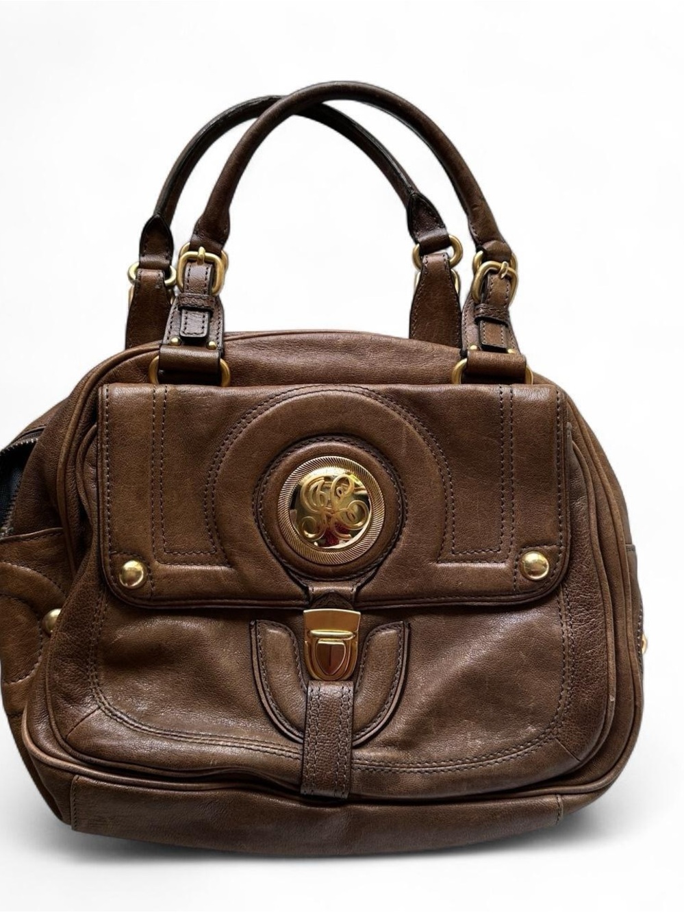 Juicy Couture Brown Leather Mini Satchel with Gold Hardware